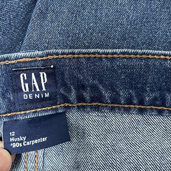 GAP Womens 90s Carpenter Mid Rise Jeans Size 12 Husky Blue Western Ranch NWT - Picture 7 of 8